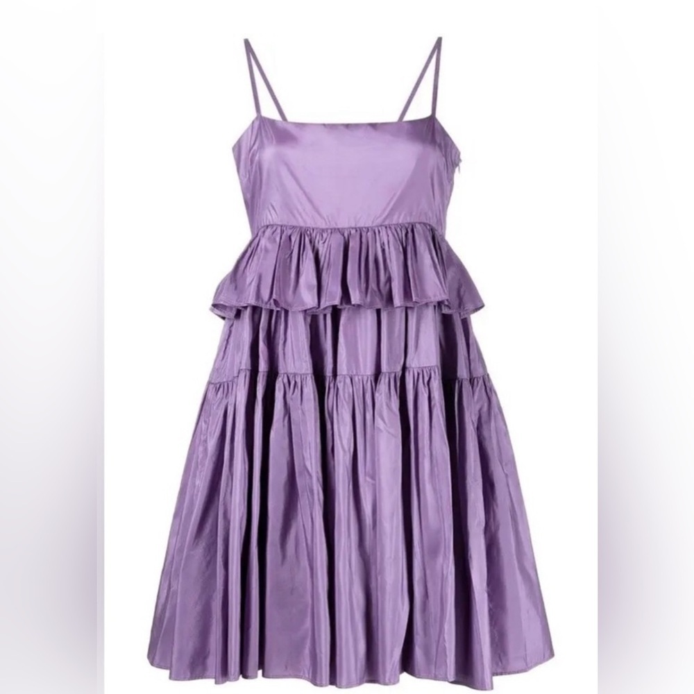 NWT Cynthia Rowley Lilac Purple peplum smock 100 % silk dress size 4 Retail $465